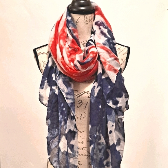 💖 2/$30 American flag stars stripes red white blue neck head lightweight scarf - Picture 4 of 8